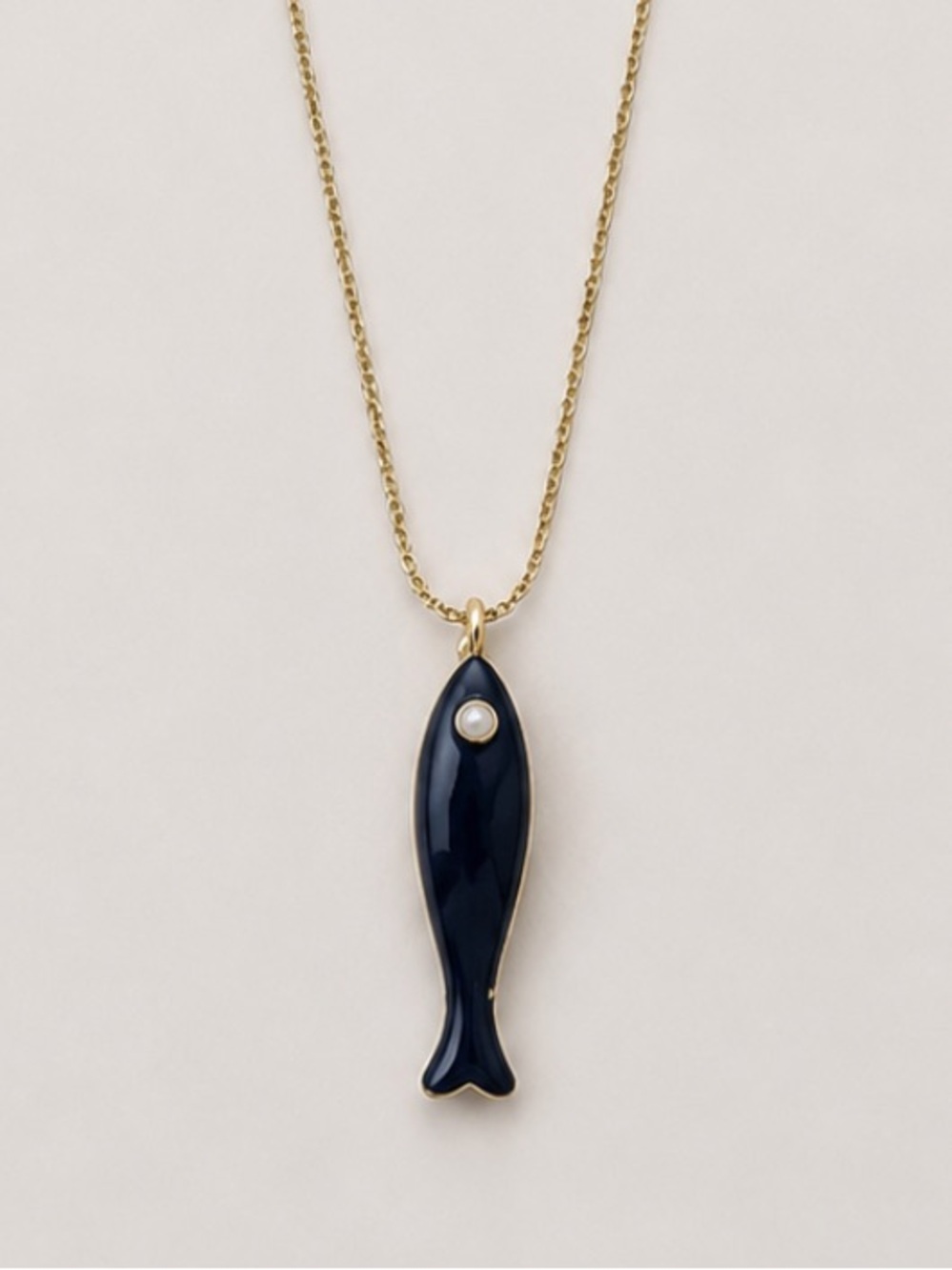 New! Coastal Navy Blue Sardine Fish Necklace NWOT 1021